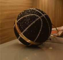 Cargar imagen en el visor de la galería, Bolso de mano con diseño de bola de diamante de basquetbol para mujer, bolsa de mano de lujo para fiesta, con cadena de hombro, de baloncesto BRILLANTE G
