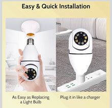 Cargar imagen en el visor de la galería, Foco WiFi para exteriores, cámara de seguridad inteligente 1080P, cámara de seguridad inalámbrica, WiFi de 360 grados, cámara panorámica para interiores y exteriores
