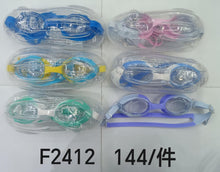 Cargar imagen en el visor de la galería, Gafas de natación impermeables para niños, lentes de colores profesionales, antiniebla, UV, accesorios de natación MOD F2412
