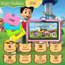 Cargar imagen en el visor de la galería, Tableta Android 2024 de 7 pulgadas para niños, Tablet educativa de estudio, Bluetooth, WiFi, con funda protectora bonita, regalo para niños 6 GB + 256 GB de memoria expandible a 1 T MOD D6
