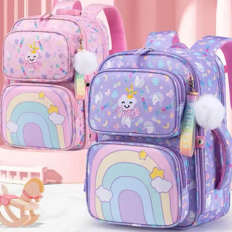 Mochila escolar de colores para niñas, morral escolar de princesa, resistente al agua MOD 2462