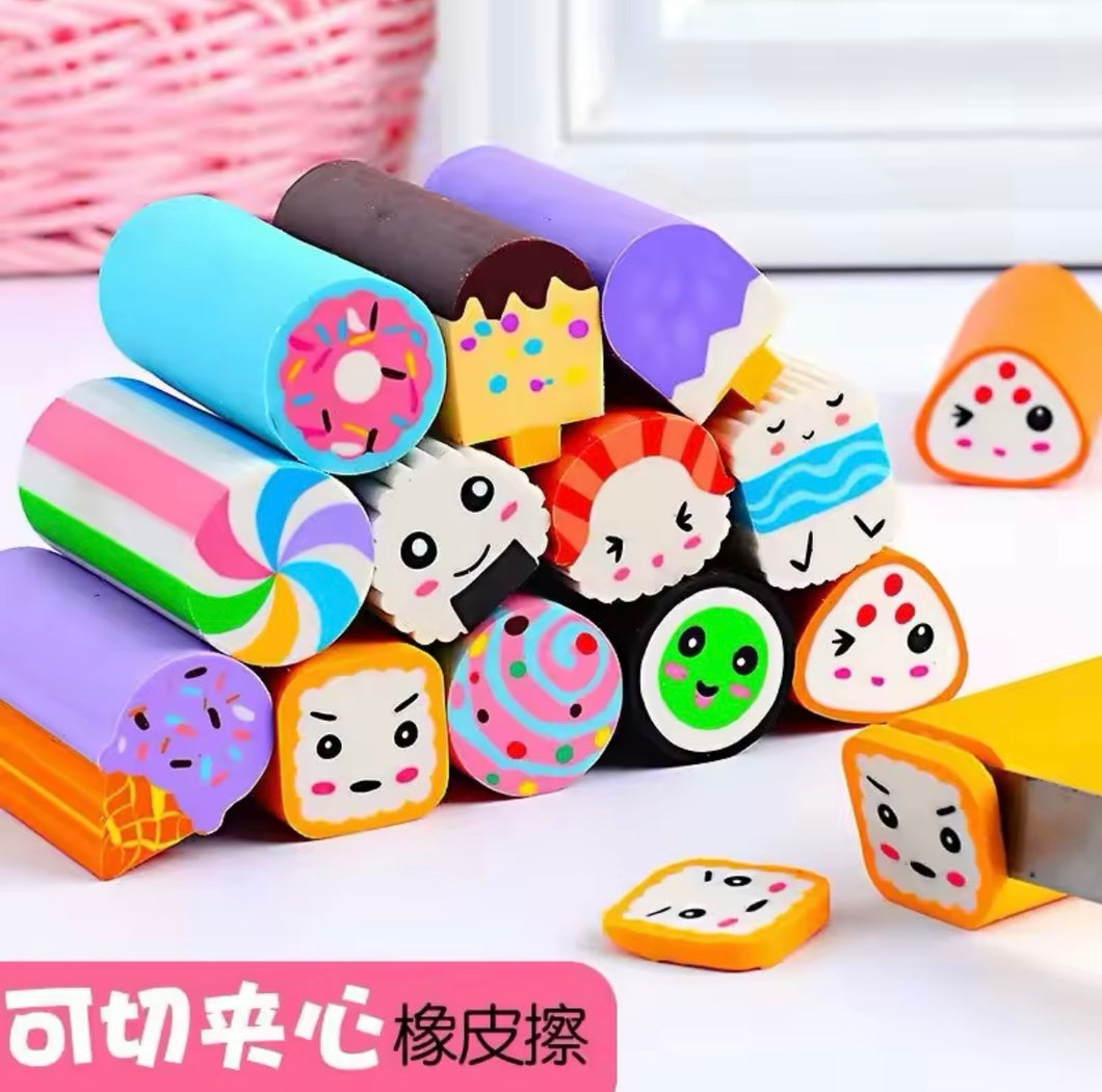 6 gomas Borrador de lápiz Kawaii para niños, gomas de borrar con forma de Animal para la escuela, suministros escolares MOD QH-8516