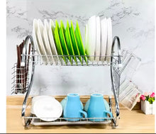 Cargar imagen en el visor de la galería, Escurridor Grande para Trastes Doble Nivel Escurridor Fregadero Para Platos y Vasos
