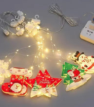 Cargar imagen en el visor de la galería, SERIE DE LUCES NAVIDEÑAS CON FORMAS DE PINOS Y ESTRELLAS, CORTINA DE LUZ NAVIDEÑA MOD HY07
