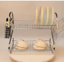 Cargar imagen en el visor de la galería, Escurridor Grande para Trastes Doble Nivel Escurridor Fregadero Para Platos y Vasos
