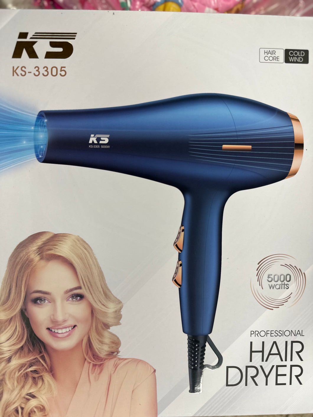 Secador de pelo de alta potencia de grado de salón, secado rápido, aire frío y caliente ks-3305