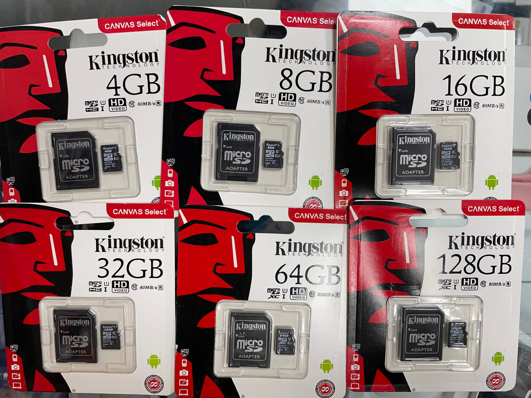 Micro memoria con adaptador KINGSTON 4,8,16,32,64,128 GB