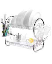 Cargar imagen en el visor de la galería, Escurridor Grande para Trastes Doble Nivel Escurridor Fregadero Para Platos y Vasos
