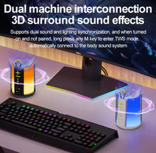 Cargar imagen en el visor de la galería, Altavoz portátil inalámbrico con Bluetooth V5.3, dispositivo con luces RGB, sonido Hi-Fi, MOD TN-385

