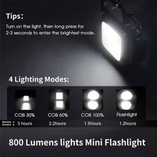 Cargar imagen en el visor de la galería, LLavero de Luz Portátil, minilinterna multifuncional para acampar, recargable por USB, LED brillante COB, linterna de bolsillo MOD ZE-2171
