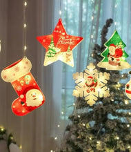 Cargar imagen en el visor de la galería, SERIE DE LUCES NAVIDEÑAS CON FORMAS DE PINOS Y ESTRELLAS, CORTINA DE LUZ NAVIDEÑA MOD HY07
