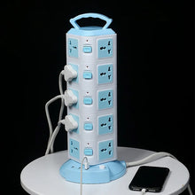 Cargar imagen en el visor de la galería, Torre de alimentación múltiple, tira Vertical, enchufe de la UE, tomas de 12 vías, 5 USB, Protector de sobrecarga, interruptor de alimentación múltiple MOD ZE-005
