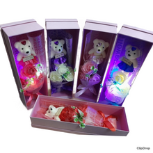 Cargar imagen en el visor de la galería, Caja de regalo de rosa con oso 40 cm de largo
