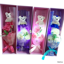 Cargar imagen en el visor de la galería, Caja de regalo de rosa con oso 40 cm de largo
