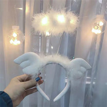 Cargar imagen en el visor de la galería, Diadema brillante de plumas de alas de Ángel, banda para el cabello de hada linda, Aro para el cabello con luz Led, accesorios de Anime para Cosplay, actuaciones, recuerdo de fiesta
