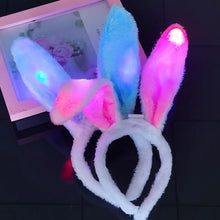 Cargar imagen en el visor de la galería, Diadema con Orejas de conejo y gato brillante, guirnalda de flores iluminadas, diadema de ratán, LED, disfraz de cumpleaños, boda y Halloween, regalo
