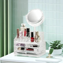 Cargar imagen en el visor de la galería, Organizador de maquillaje multiusos con espejo acrílico, 4 cajones MOD ZE-1040 y ZE-1039
