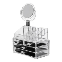 Cargar imagen en el visor de la galería, Organizador de maquillaje multiusos con espejo acrílico, 4 cajones MOD ZE-1040 y ZE-1039
