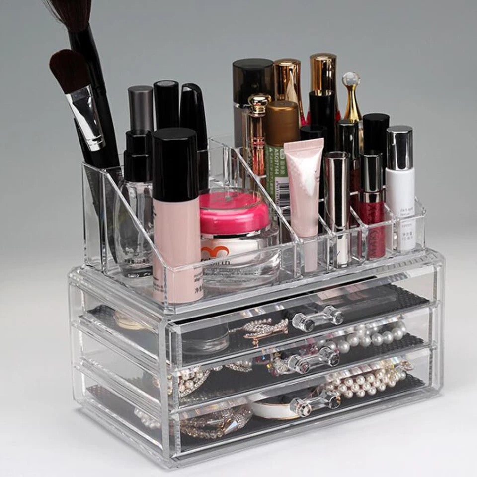 Organizador De Cosméticos, soporte De Acrílico E Espelho Porta Maquiage MOD ZE-1042 y ZE-1041