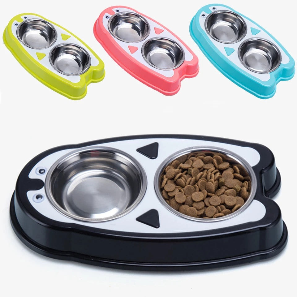 Dispensador de comida para gatos, cuenco doble de acero inoxidable, Universal, para perros y gatos