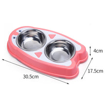 Cargar imagen en el visor de la galería, Dispensador de comida para gatos, cuenco doble de acero inoxidable, Universal, para perros y gatos
