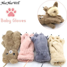 Cargar imagen en el visor de la galería, Guantes de felpa con diseño de pata de adorable garra de gato para niños
