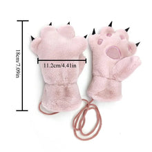 Cargar imagen en el visor de la galería, Guantes de felpa con diseño de pata de adorable garra de gato para niños
