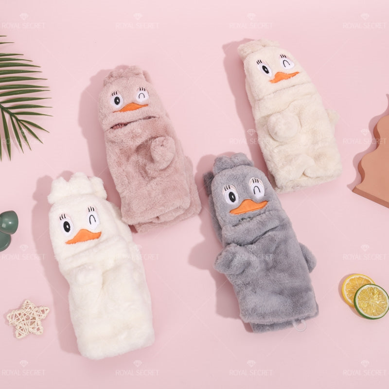 Guantes de algodón de felpa para señoras impreso guantes calientes El pato
