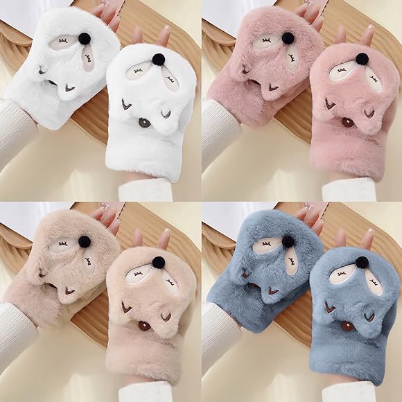 Guantes Termicos Invierno Sin Dedos De Punto De Lana zorro