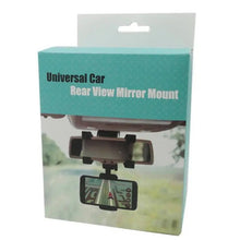 Cargar imagen en el visor de la galería, Soporte Universal de montaje de espejo retrovisor para coche, soporte para teléfono móvil, GPS, espejo retrovisor del coche, 360 °
