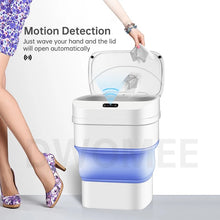 Cargar imagen en el visor de la galería, Ntelligent-cubo de basura automático sin contacto, con Sensor de movimiento infrarrojo inteligente, para casa, escritorio, bote  de basura inteligente
