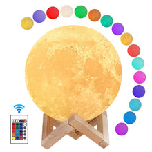 Cargar imagen en el visor de la galería, Lampara de Luna con control remoto grande 7 colores cargador usb tamaño 18 cm MOD L909
