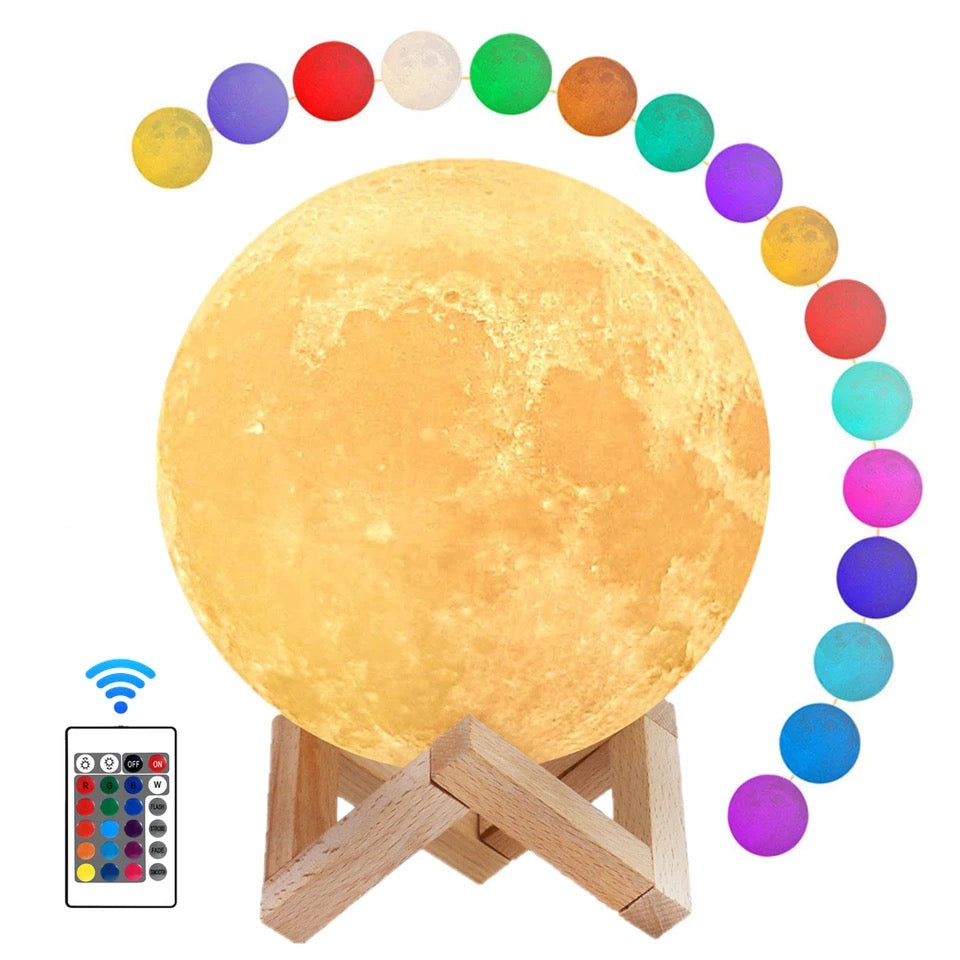 Lampara de Luna con control remoto grande 7 colores cargador usb tamaño 18 cm MOD L909
