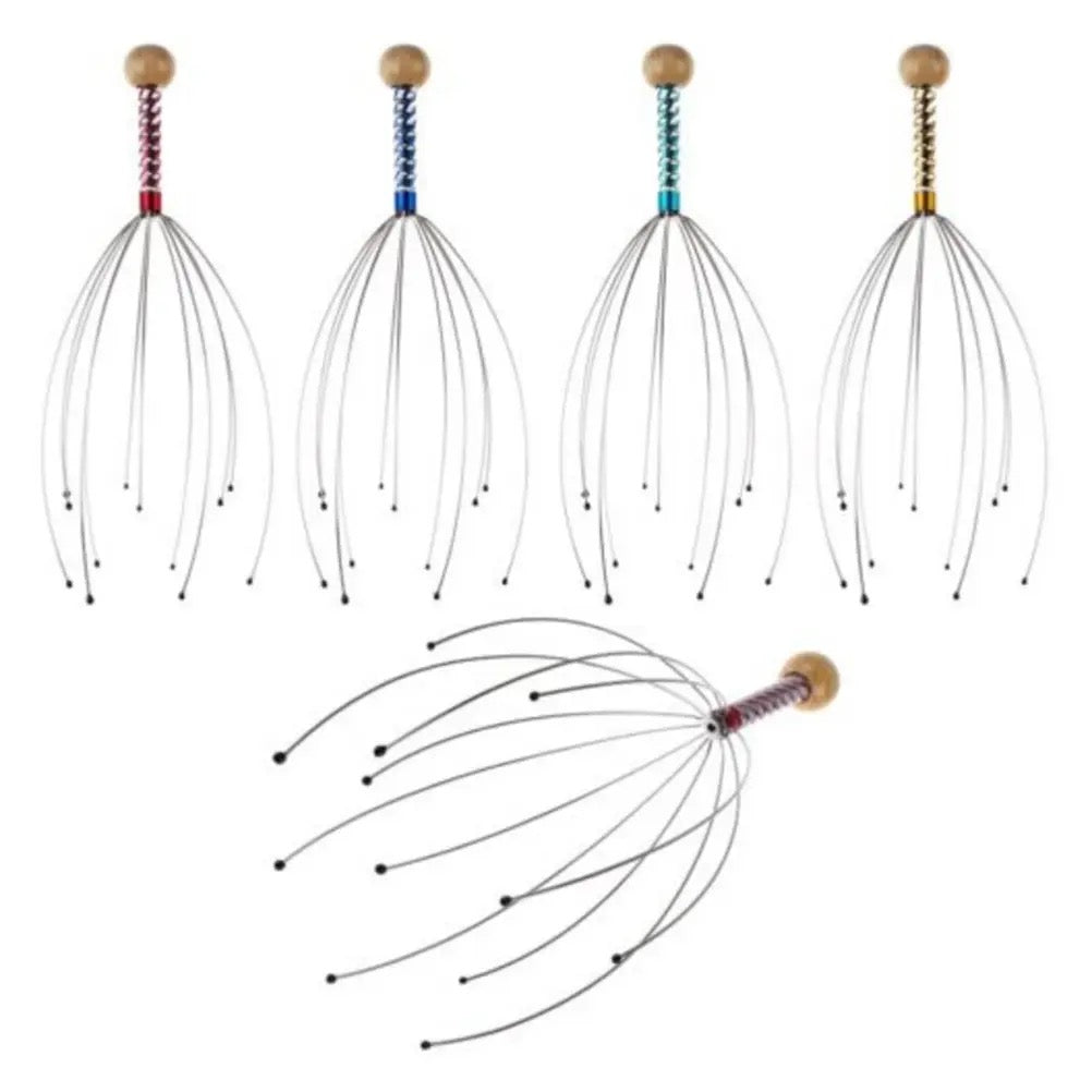Masajeador de cuero cabelludo para cabeza y cuello, herramienta de masaje relajante de acero inoxidable 6 piezas