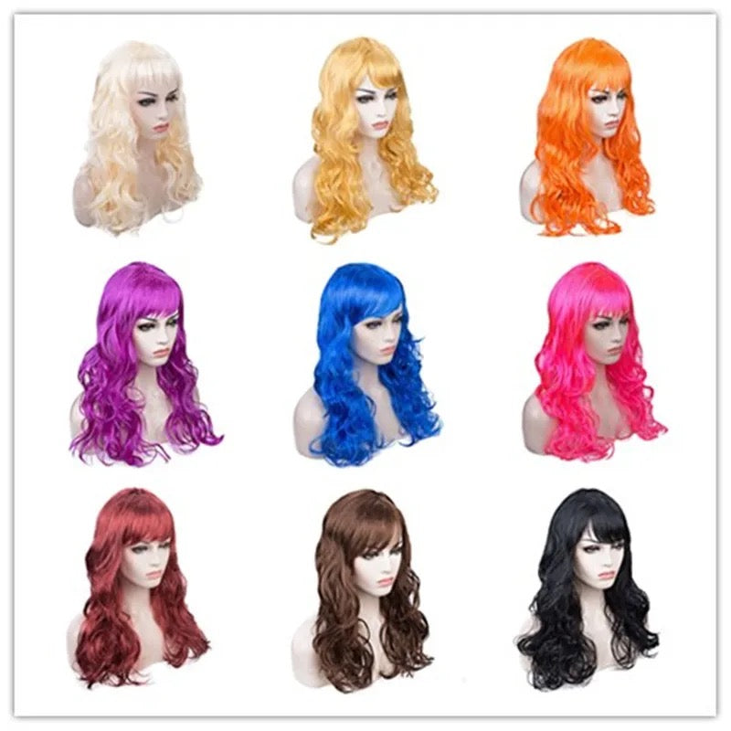 Peluca de pelo rizado de onda larga para mujer, accesorios de vestido de Cosplay