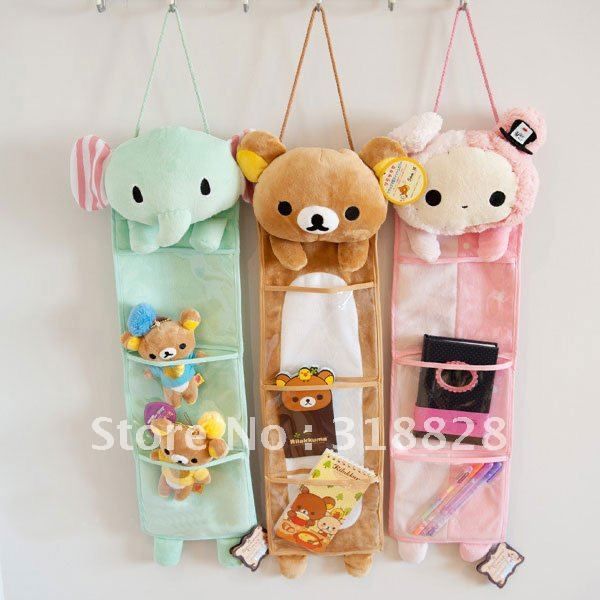 Bolsa de almacenamiento colgante larga de felpa suave súper linda, bolsa colgante Kawaii