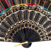 Cargar imagen en el visor de la galería, Abanico plegable con diseño de plumas de pavo real, ventilador plegable de lentejuelas
