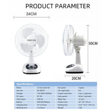 Cargar imagen en el visor de la galería, Ventilador eléctrico de Mesa para el hogar y la Oficina, ventilador de aire de refrigeración recargable de CA/CC para exteriores con puertos USB LED,

