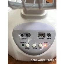 Cargar imagen en el visor de la galería, Ventilador eléctrico de Mesa para el hogar y la Oficina, ventilador de aire de refrigeración recargable de CA/CC para exteriores con puertos USB LED,
