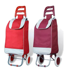 Cargar imagen en el visor de la galería, Carro de compras con ruedas, carrito de comestibles, carro portátil plegable, remolque de carro portátil a prueba de lluvia silencioso extraíble

