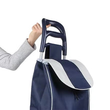 Cargar imagen en el visor de la galería, Carro de compras con ruedas, carrito de comestibles, carro portátil plegable, remolque de carro portátil a prueba de lluvia silencioso extraíble
