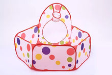 Cargar imagen en el visor de la galería, Casa castillo de juegos para niños, tienda de túnel para gatear en interiores y exteriores, Juego de 3 piezas, piscina de bolas, corralito para bebés, valla,

