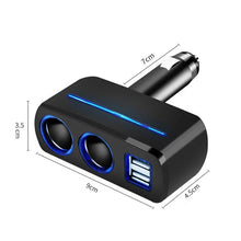 Cargar imagen en el visor de la galería, Divisor de enchufe Universal para encendedor de cigarrillos de coche, adaptador de corriente de cargador USB 0168
