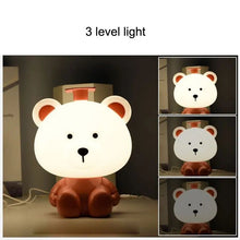 Cargar imagen en el visor de la galería, Lámpara de mesa LED con luz nocturna para niños, luz táctil regulable, USB, dibujos animados, osos MOD SSG7088B
