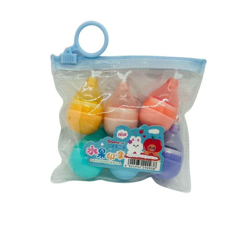Set de 6 Timbres de Colores Diseño de Frutas