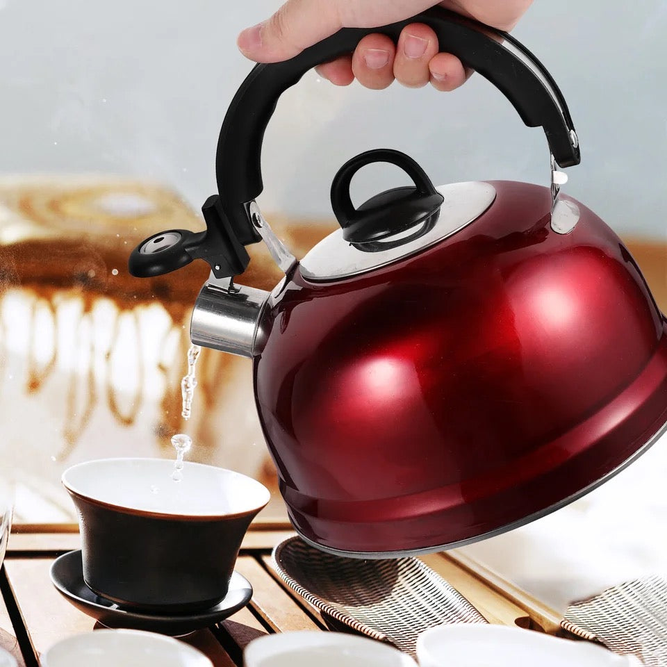 Tetera con silbato de acero inoxidable, tetera de 1,8 litros, estufa de cocina, ergonómica, para agua hirviendo