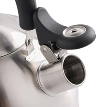 Cargar imagen en el visor de la galería, Tetera con silbato de acero inoxidable, tetera de 1,8 litros, estufa de cocina, ergonómica, para agua hirviendo
