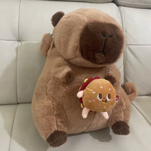 Cargar imagen en el visor de la galería, Mochila felpa CAPYBARA con bolso bandolera dibujos animados con correa ajustable para uso diario MOD 8671
