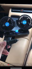 Cargar y reproducir el video en el visor de la galería, Ventilador para coche de doble cabeza con viento fuerte y ventilador de coche giratorio multiángulo portátil estable de 2 velocidades MOD FS-1142 y WTLS-T101
