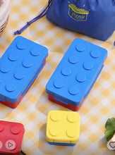 Cargar y reproducir el video en el visor de la galería, Fiambrera de bloques de construcción para niños y estudiantes, contenedor de almacenamiento de alimentos, MOD 18123
